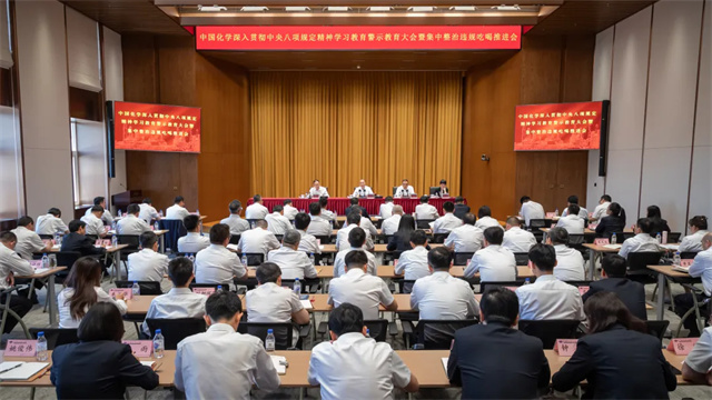 中國化學(xué)召開深入貫徹中央八項規(guī)定精神學(xué)習(xí)教育警示教育大會暨集中整治違規(guī)吃喝推進會
